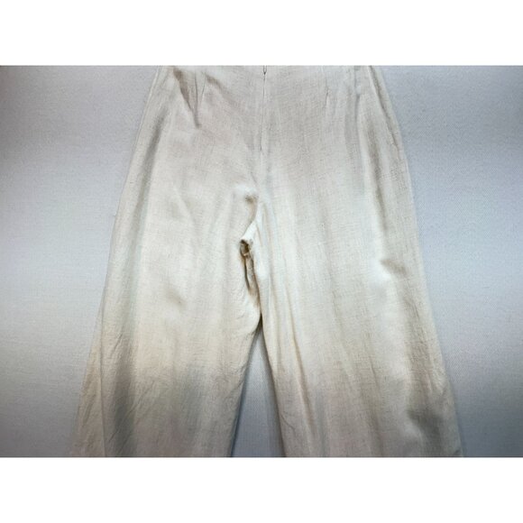 June & Hudson Womens Linen Blend Wide-Leg Pants Size S Beige Drawstring Waist - Picture 9 of 10